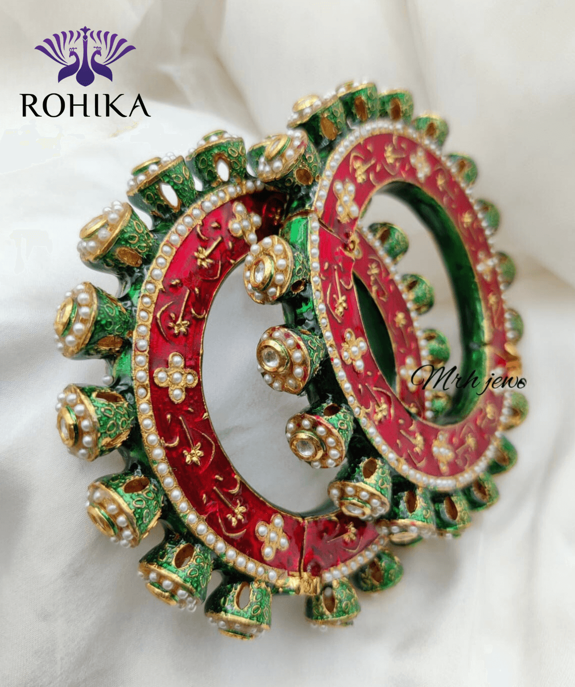 Aayat jadau bangles - Red and Green - Rohika Store