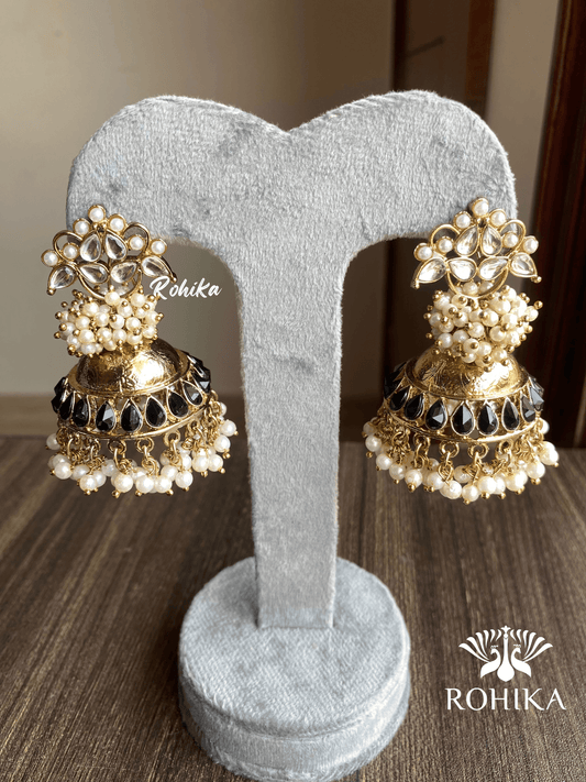 Isha jhumka earrings - Black - Rohika Store