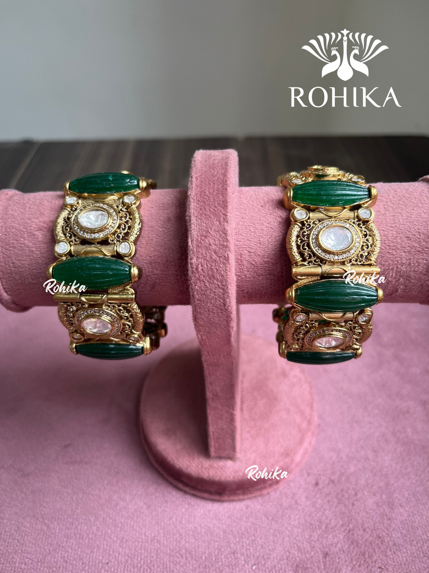 Pritha Moisanite Kada/Bangles (MB-0104)- Green - Rohika store