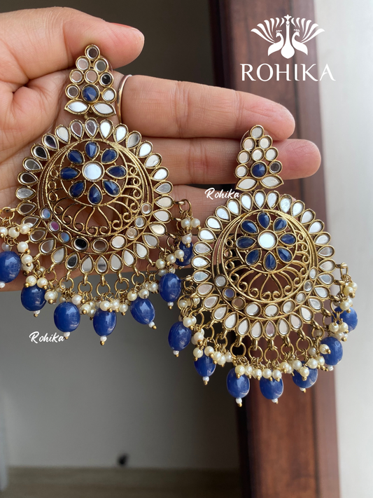 Reema mirror earrings - Navy blue