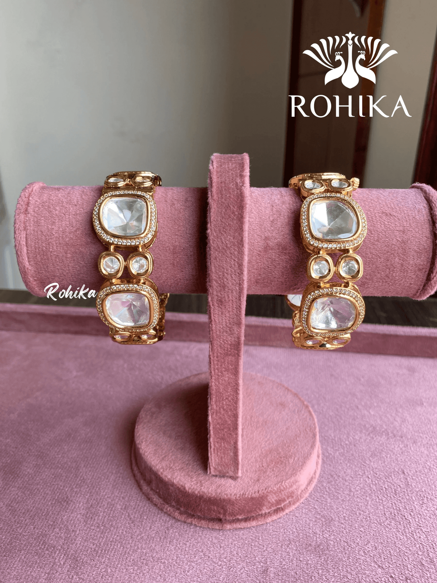 Vrinda polki kundan kada/bangles - Golden - Rohika Store
