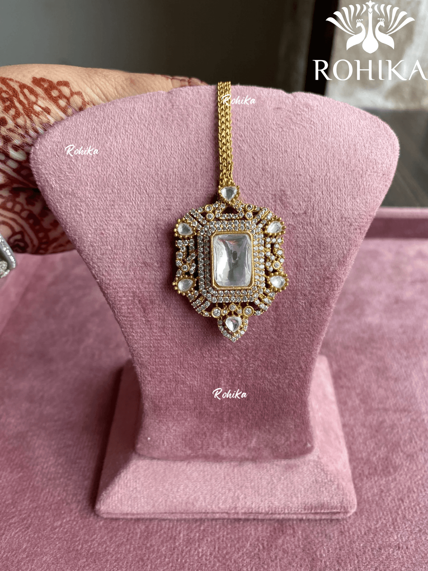 Polki kundan maangtikka (PLKM-012) - White - Rohika Store