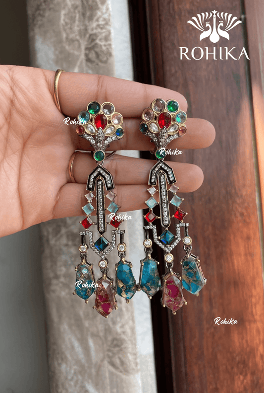 Designer earrings (M-003) - Multi colour - Rohika Store