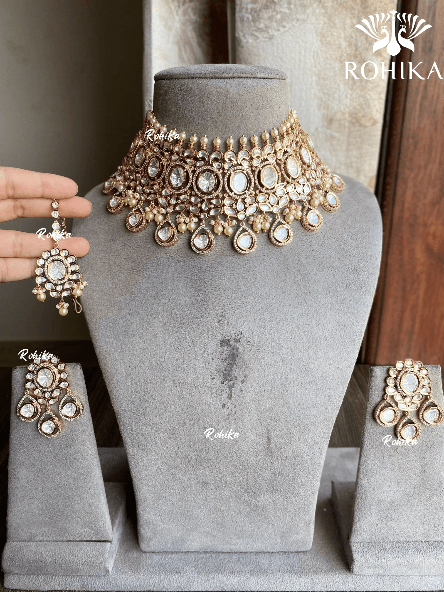 Anya polki kundan necklace set - Rohika Store