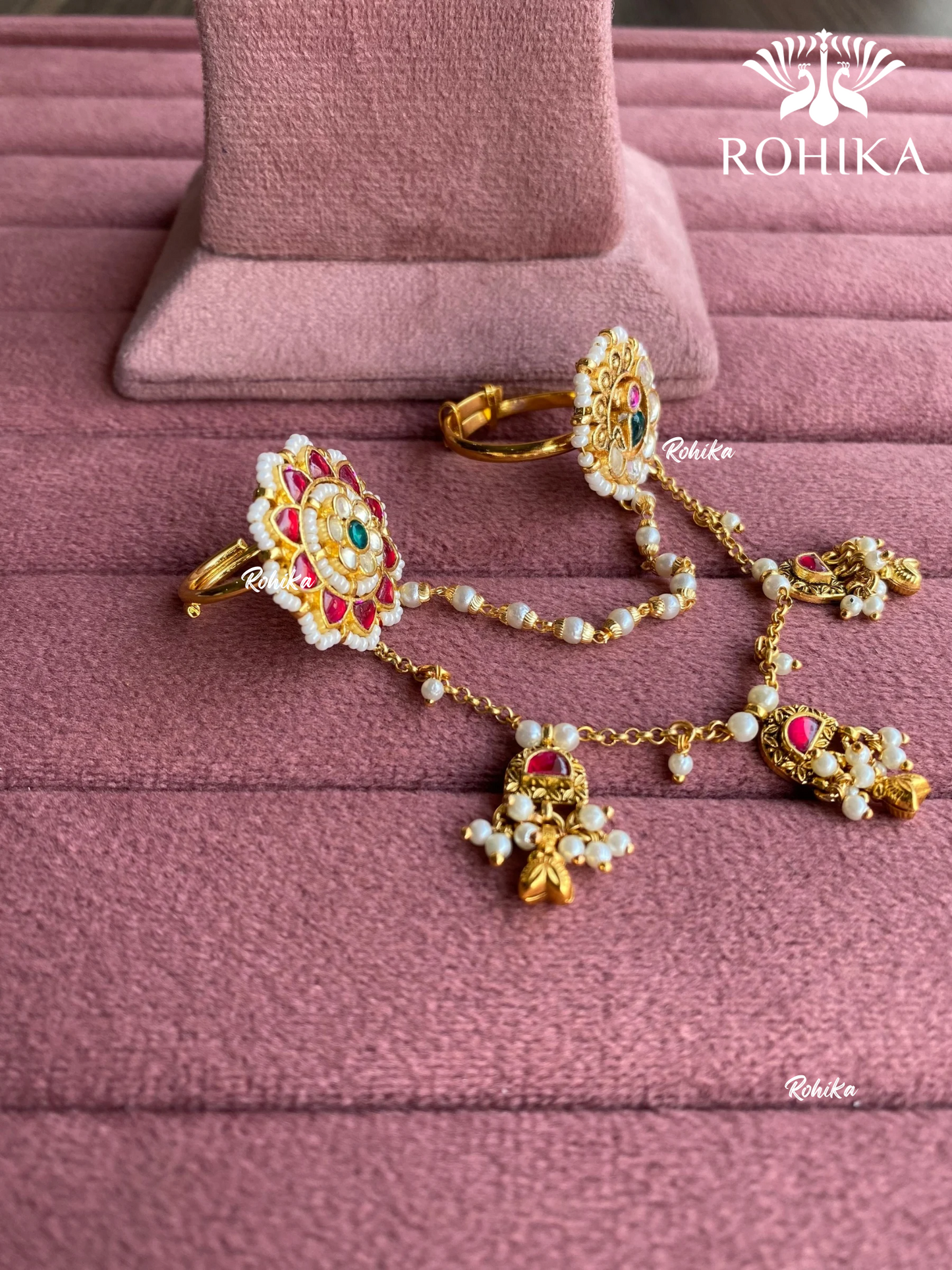 Padmini pachhi kundan ring (SG-161) - Green & Red - Rohika store