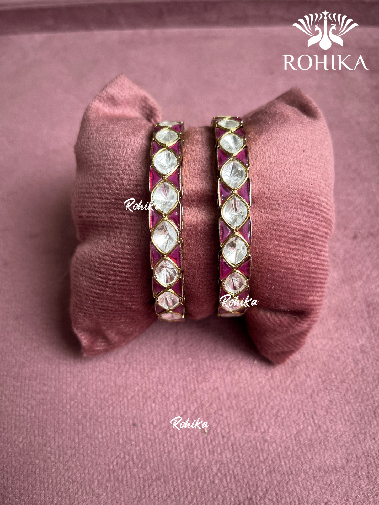 Pritha Moisanite Kada/Bangles (MB-0103)- Ruby Red - Rohika store