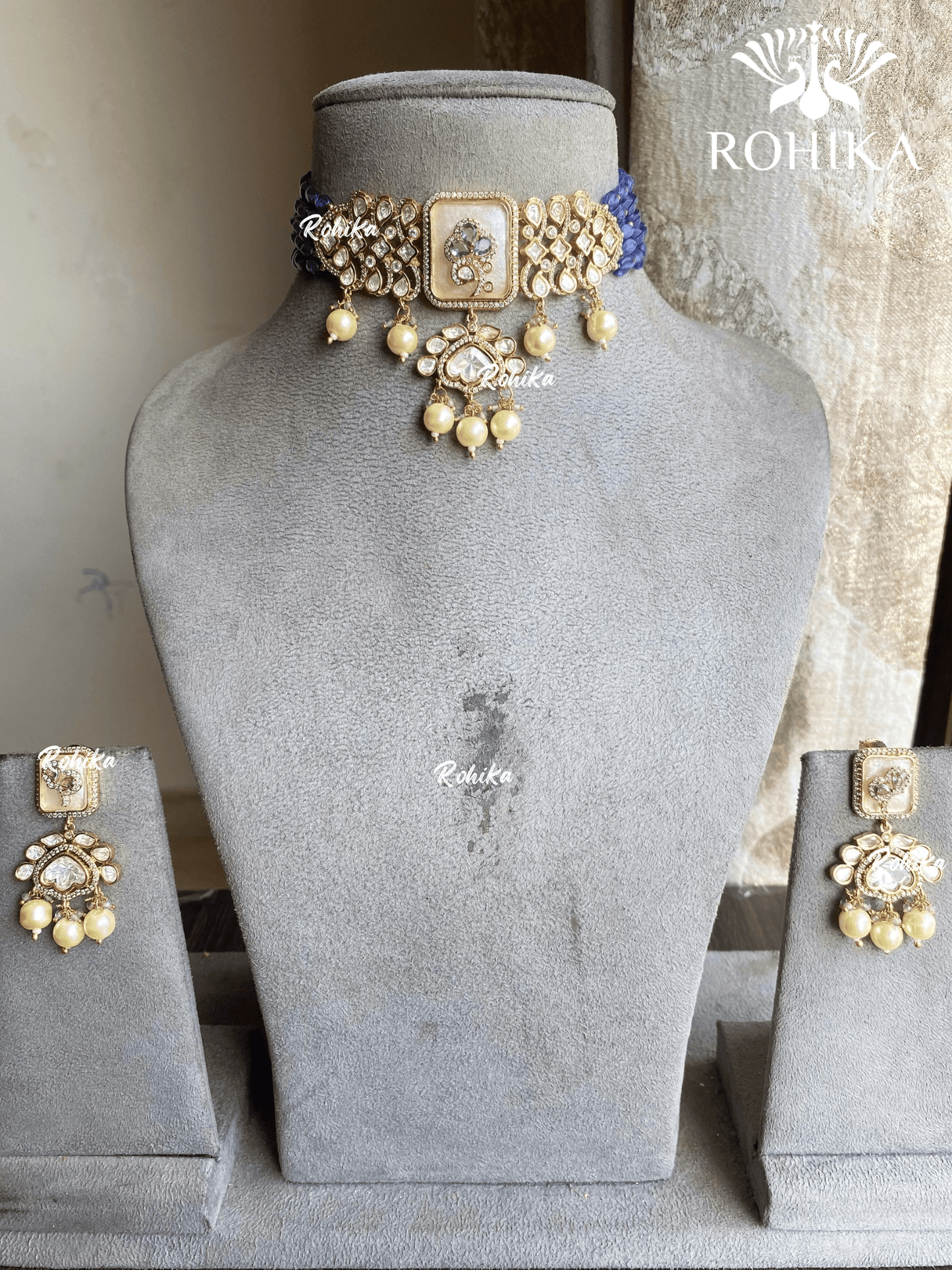 Prakaar moisanite choker Set - Purple - Rohika Store