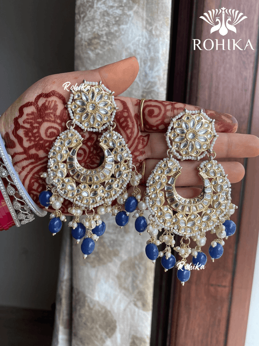 Navpreet beautiful earrings - Dark blue - Rohika Store