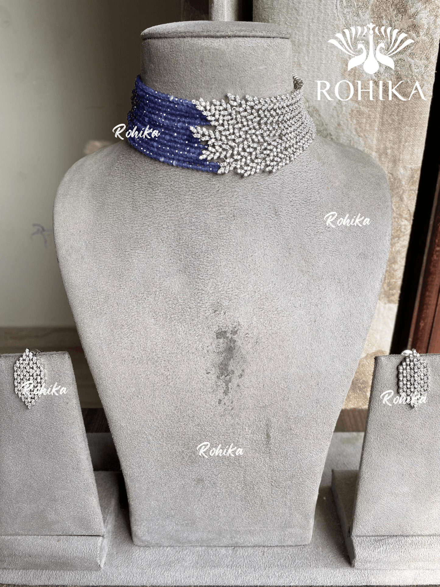Suhasi american diamond choker set - Purple - Rohika Store