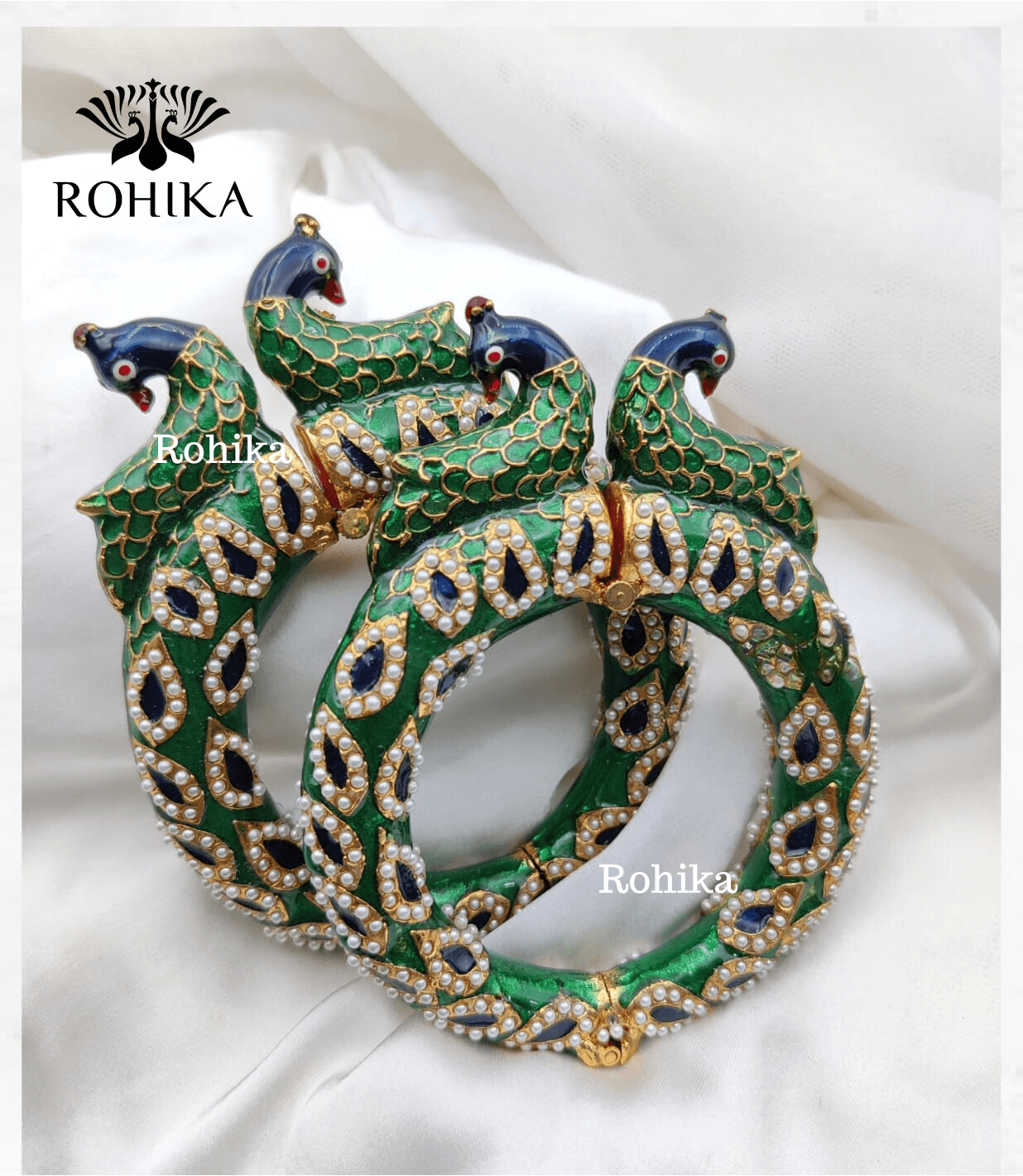 Aastha jadau bangles - Green - Rohika Store