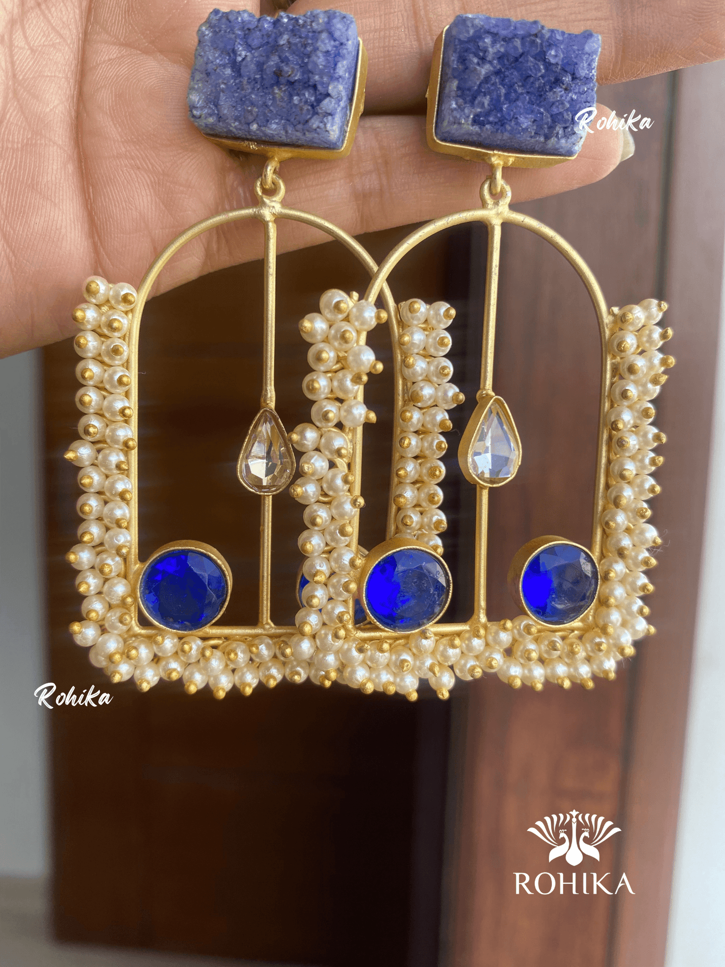 Soniya beautiful earrings- Blue - Rohika Store