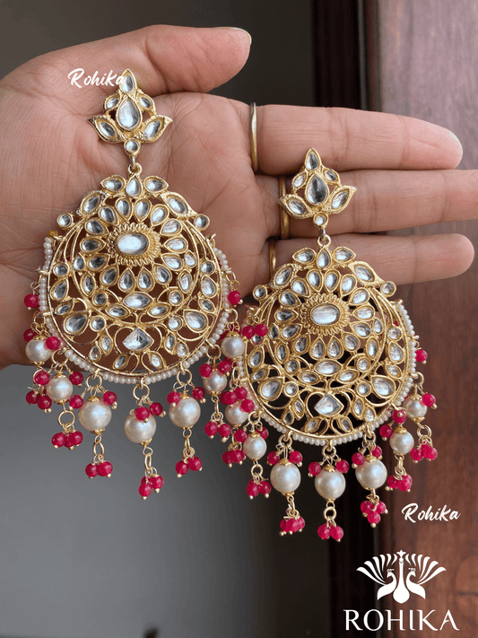 Nyema beautiful earrings-Dark pink - Rohika Store