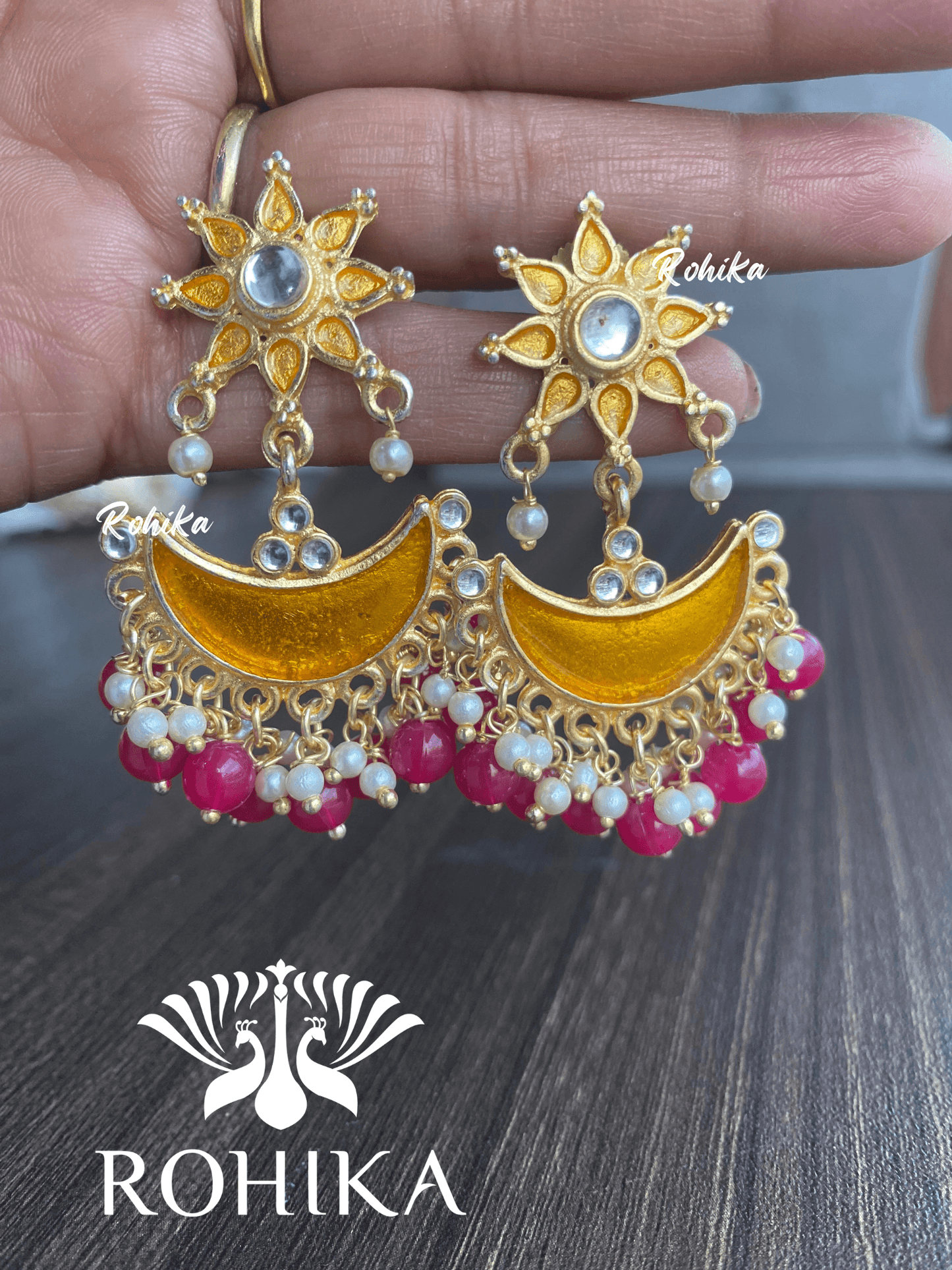 Preeti beautiful earrings-Yellow - Rohika Store