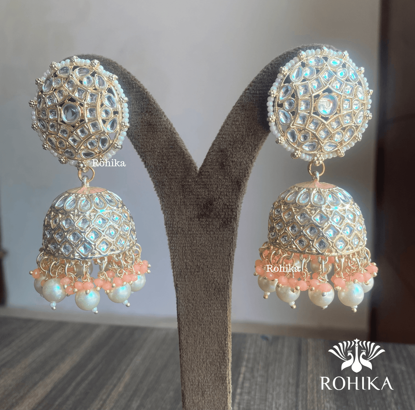 Manya jhumka earrings - Light Peach - Rohika Store