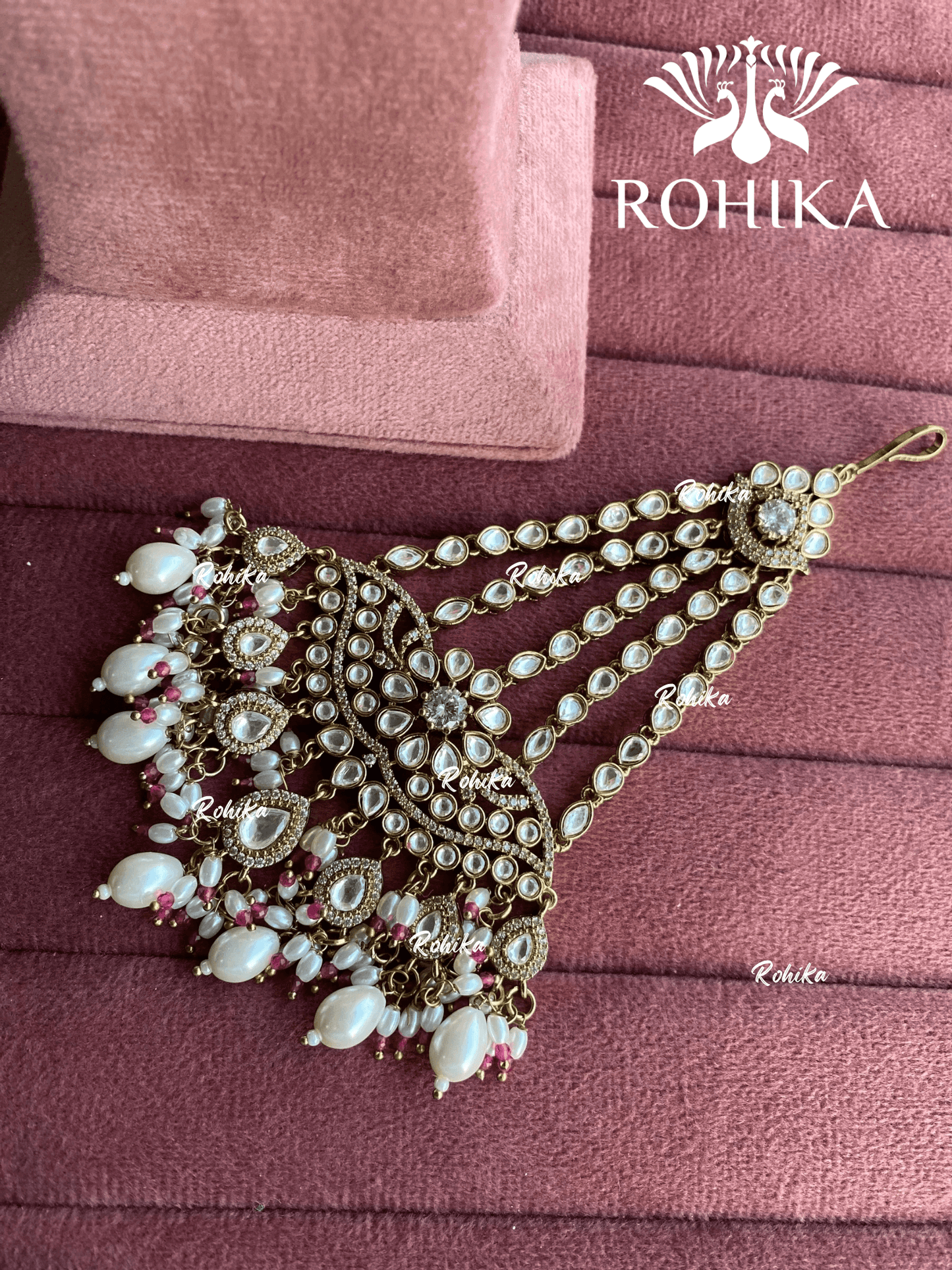 Bandini polki kundan passa /jhoomer (011) - White & pink - Rohika Store