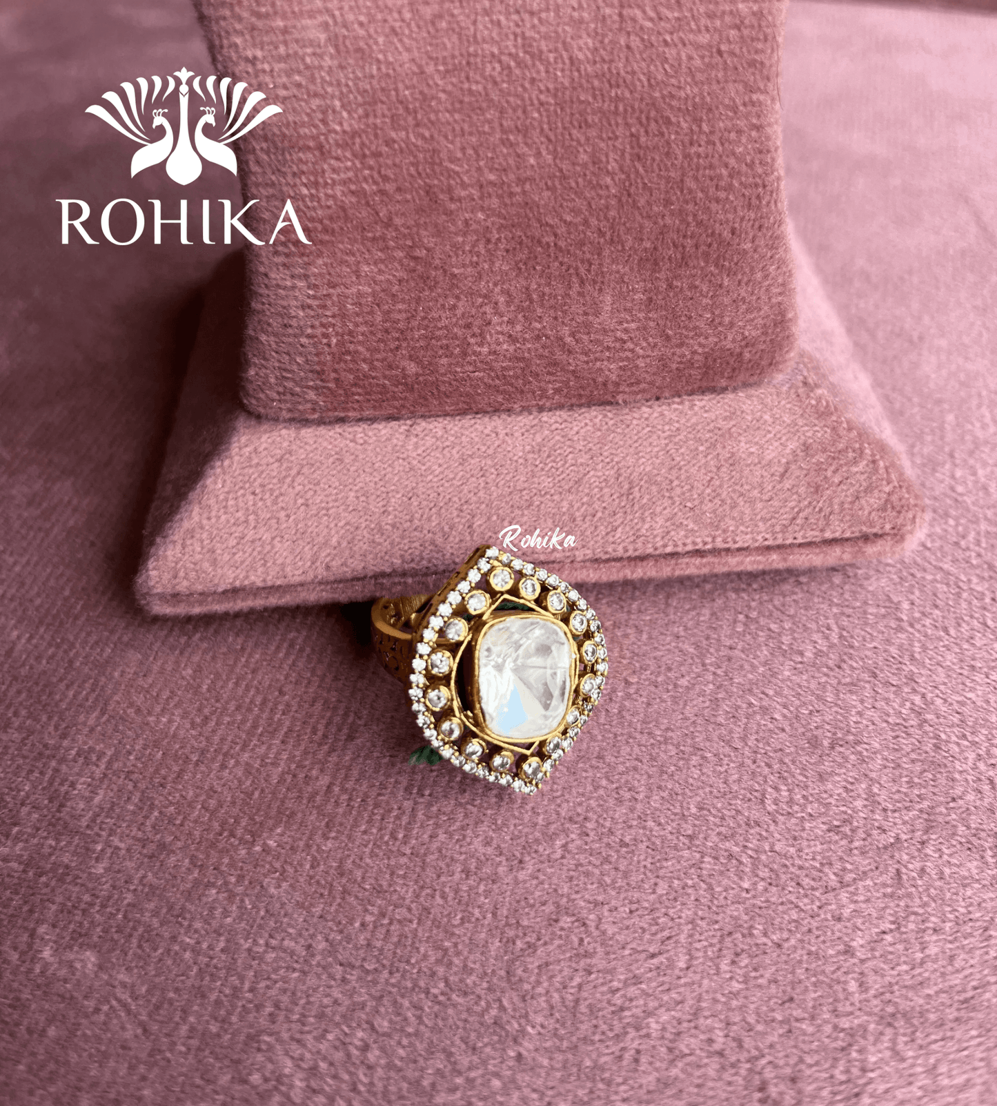 Angana polki kundan ring (SG-015) - White - Rohika Store