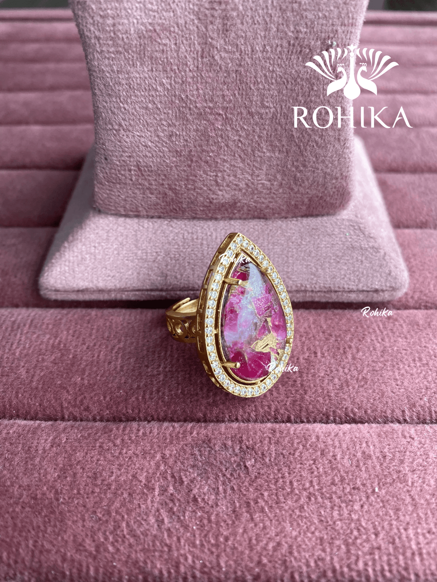 Angana polki kundan ring (SG-123) - Pink - Rohika Store