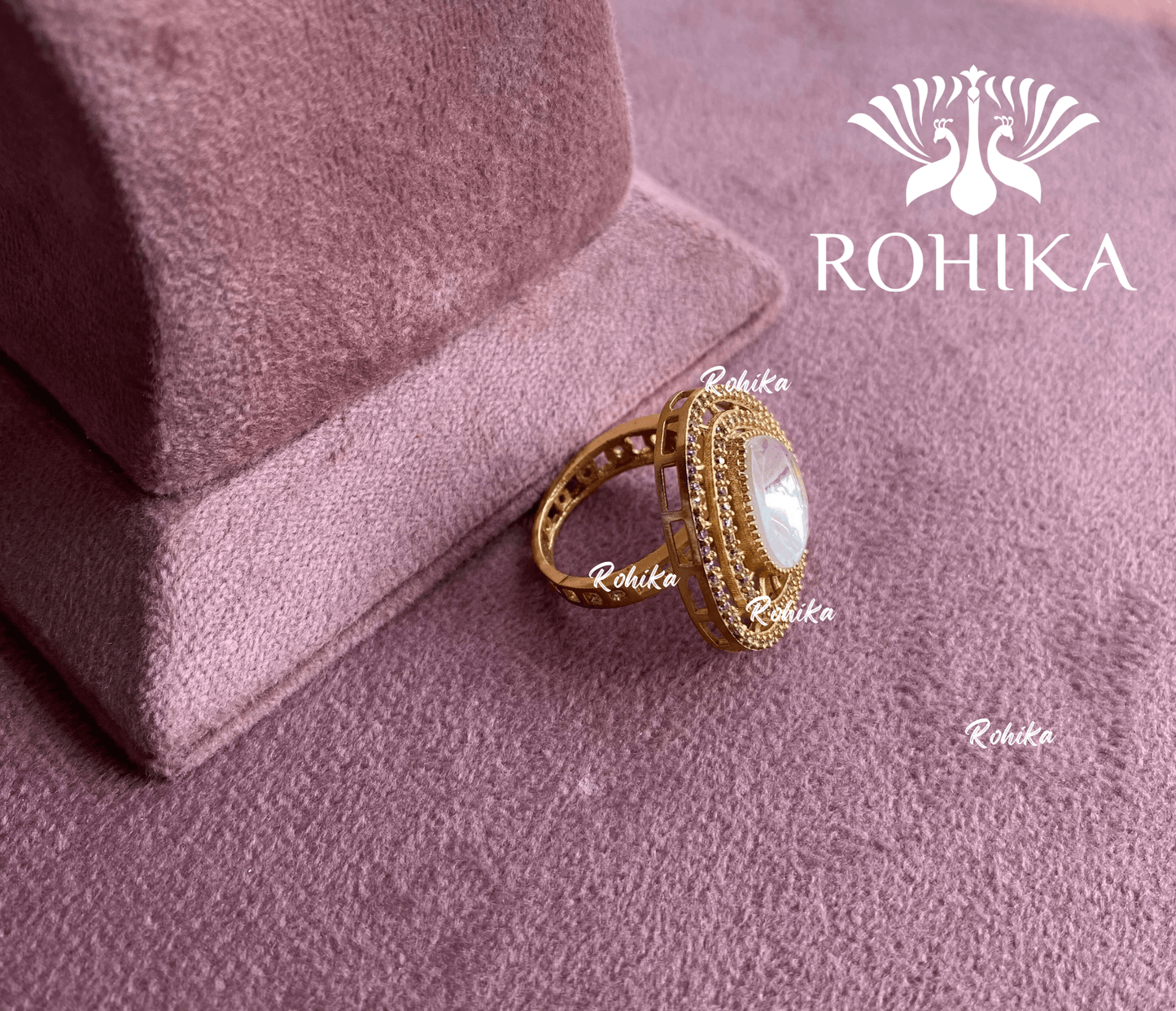 Angana polki kundan ring (SG-045) - White - Rohika Store
