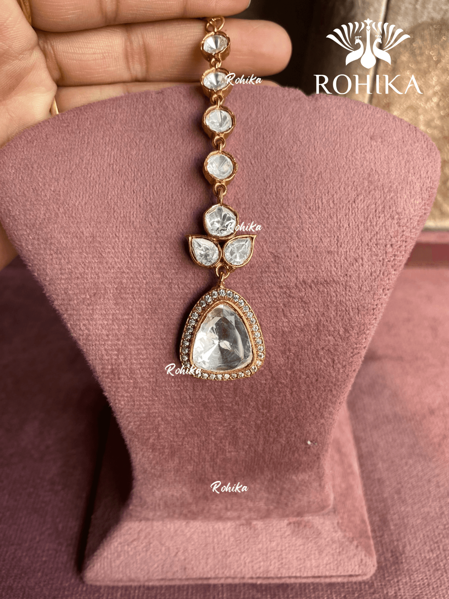 Polki kundan maangtikka (PLKM-066) - White - Rohika Store