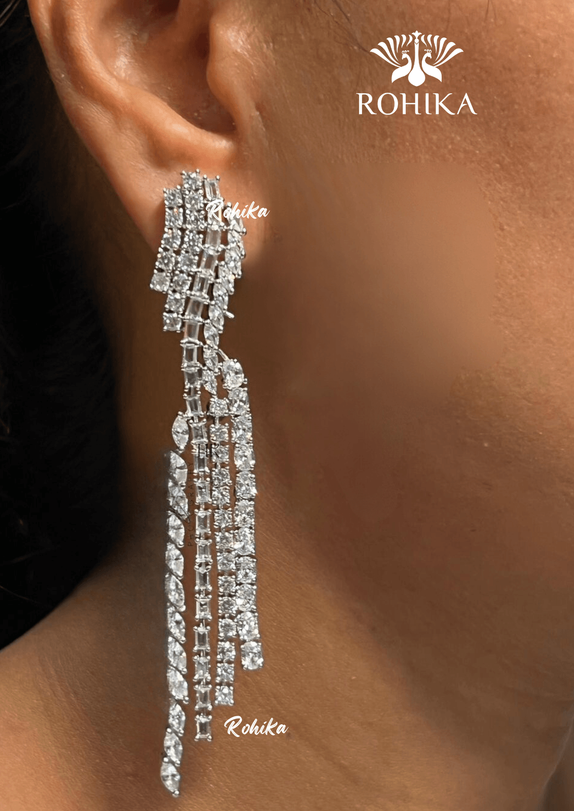 Donna american diamond earring set - White - Rohika Store