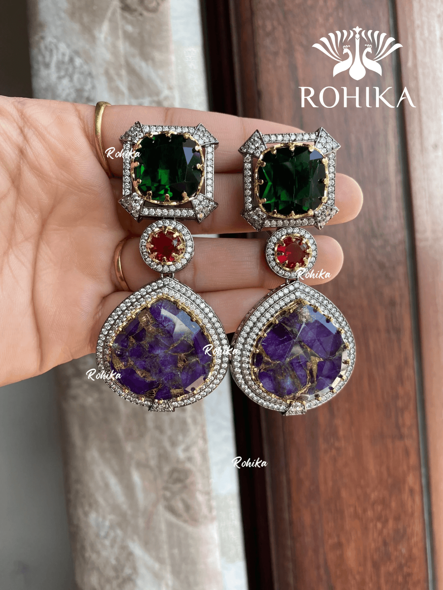 Designer earrings (M-006) - Multi colour - Rohika Store