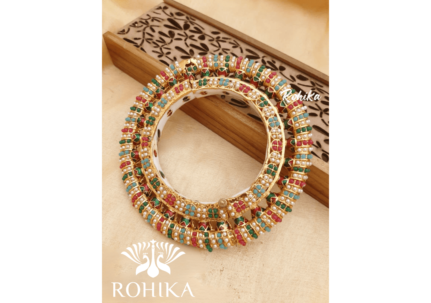 Navya jadau bangles (Single) -Multi colour - Rohika Store