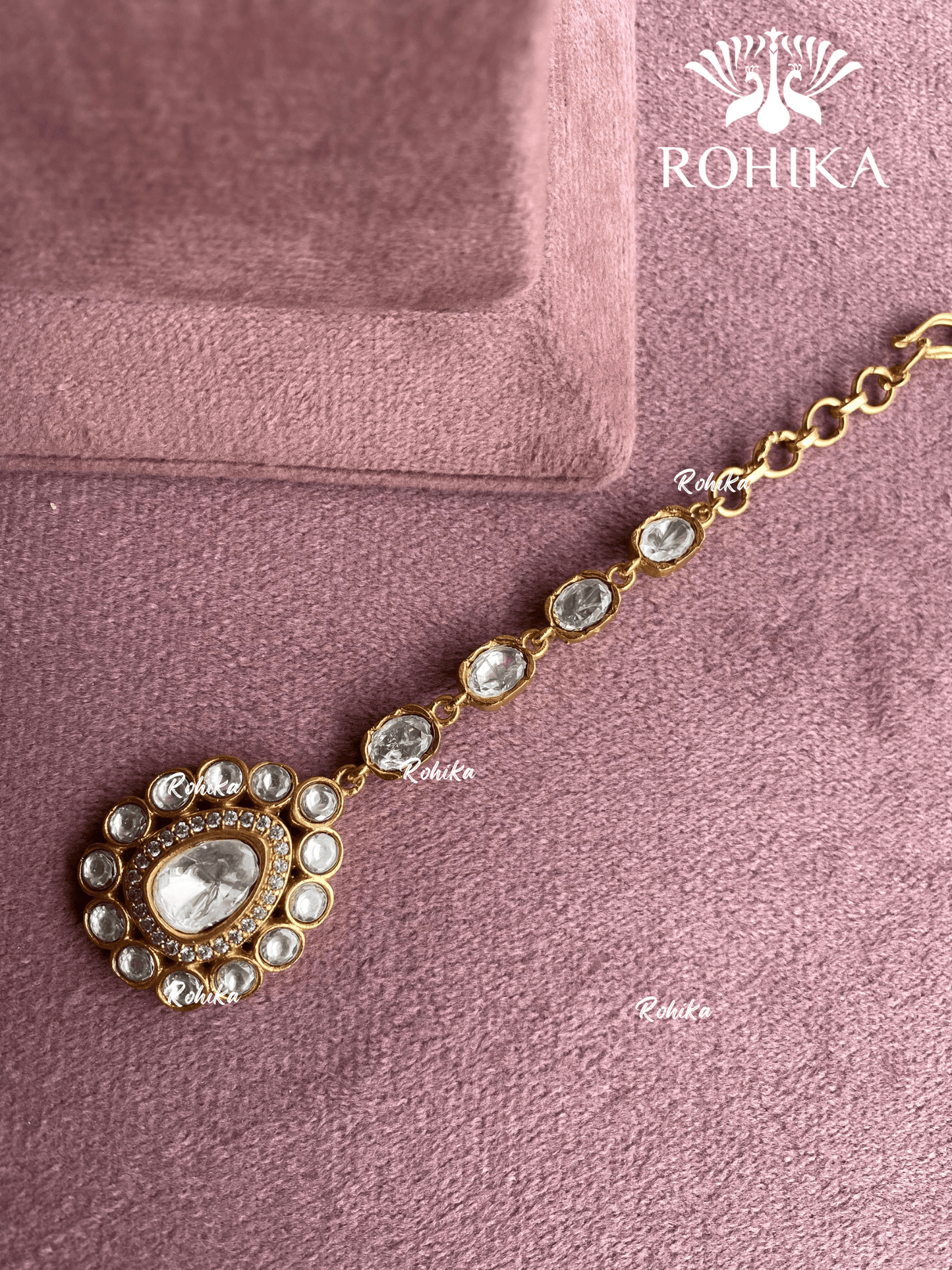 Polki kundan maangtikka (PLKM-069) - White - Rohika Store