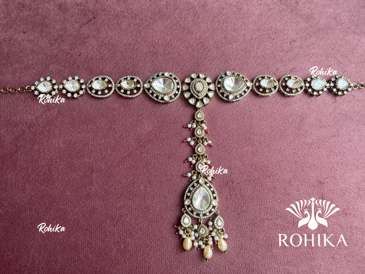 Kesha polki kundan sheeshphool (SP-040)- Green - Rohika Store