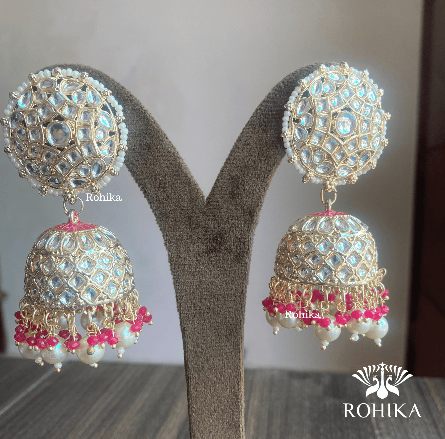 Manya jhumka earrings - Pink - Rohika Store