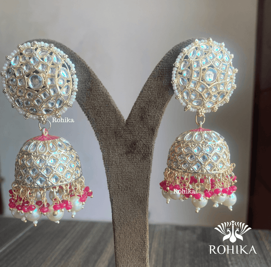 Manya jhumka earrings - Pink - Rohika Store