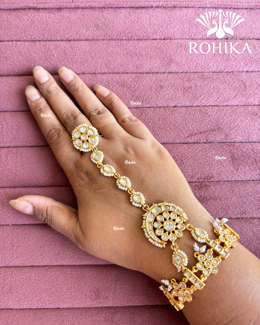 Polki Kundan Haathphool (HP014) - White