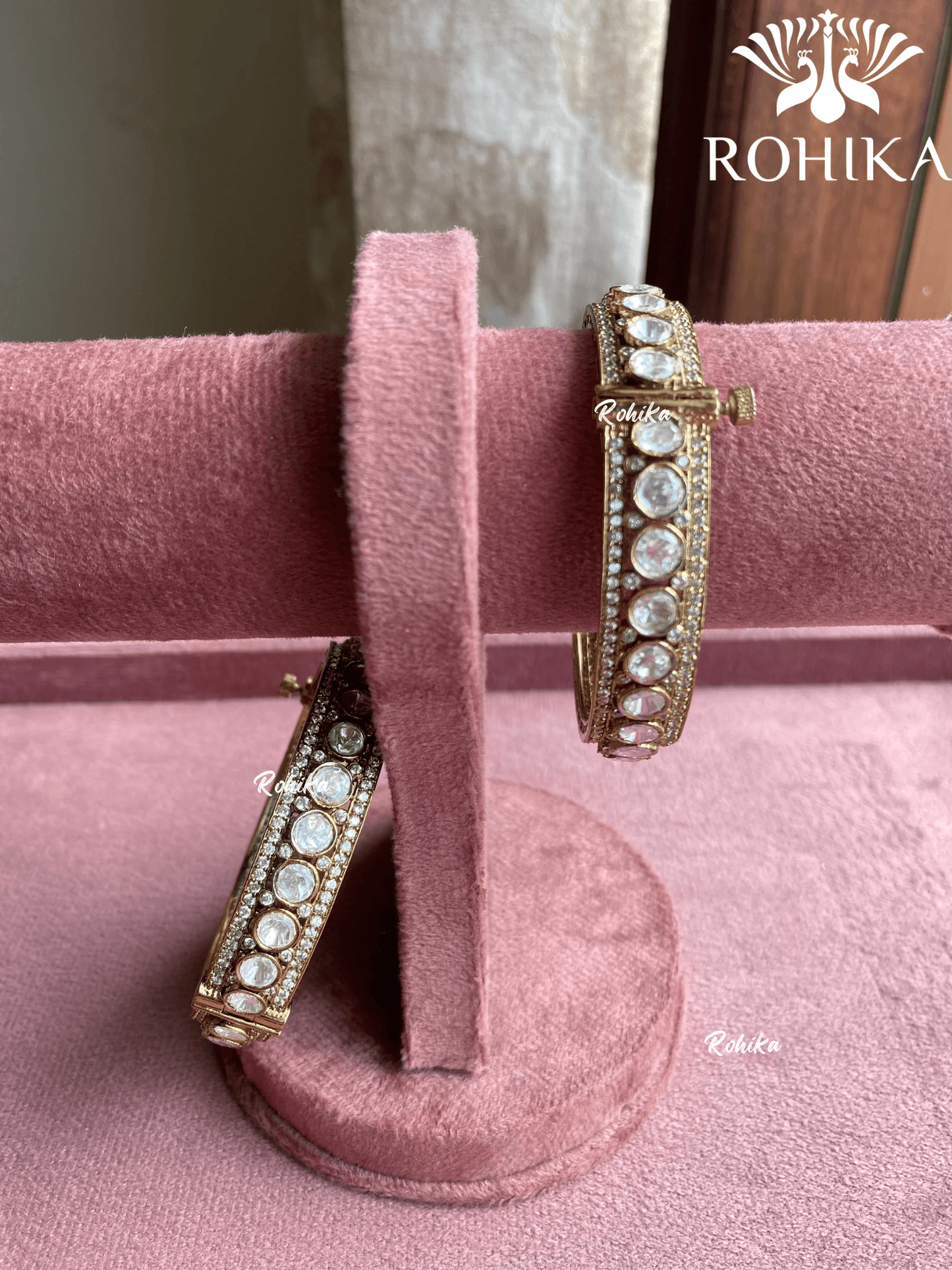Sooraj moisinite kada/bangles - Golden - Rohika Store