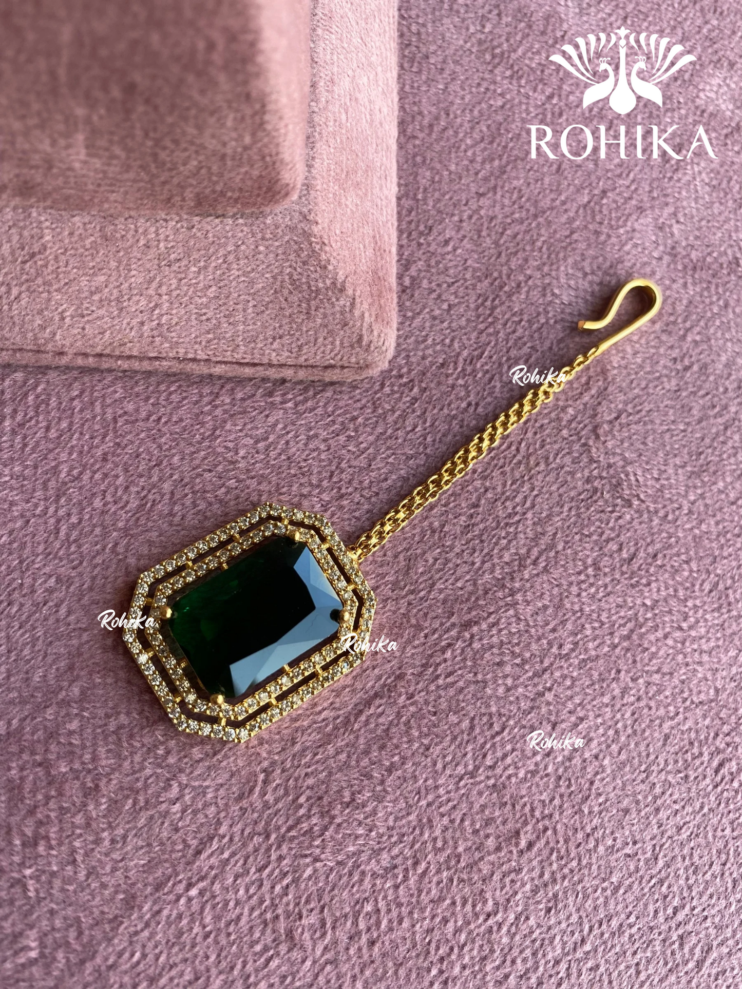 Polki kundan maangtikka (PLKM-081) - Green - Rohika store