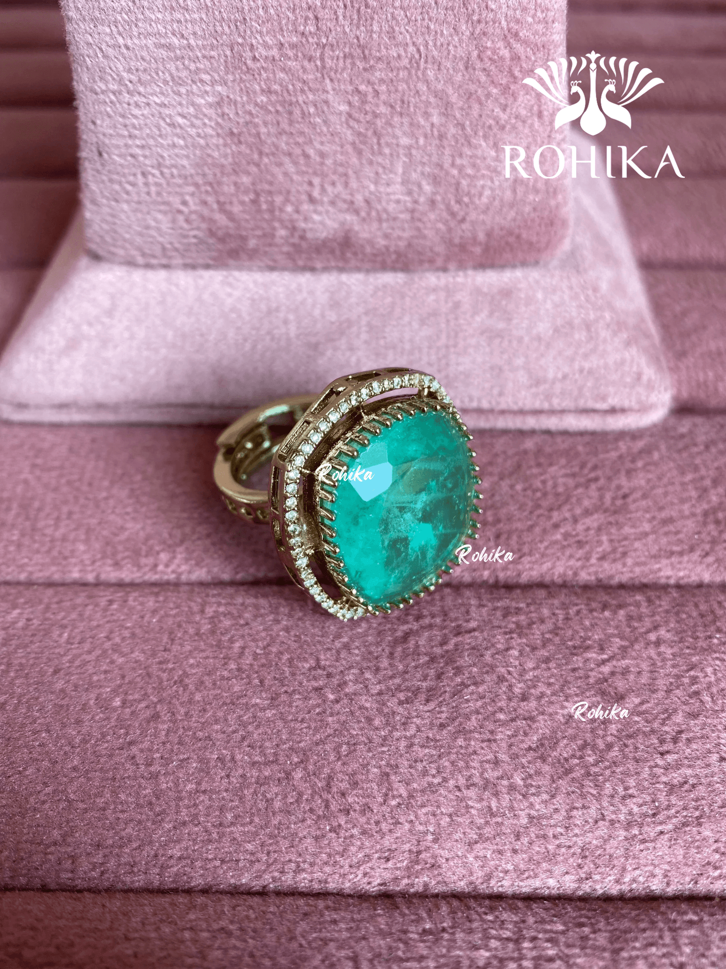 Angana polki kundan ring (SG-102) - Mint green - Rohika Store