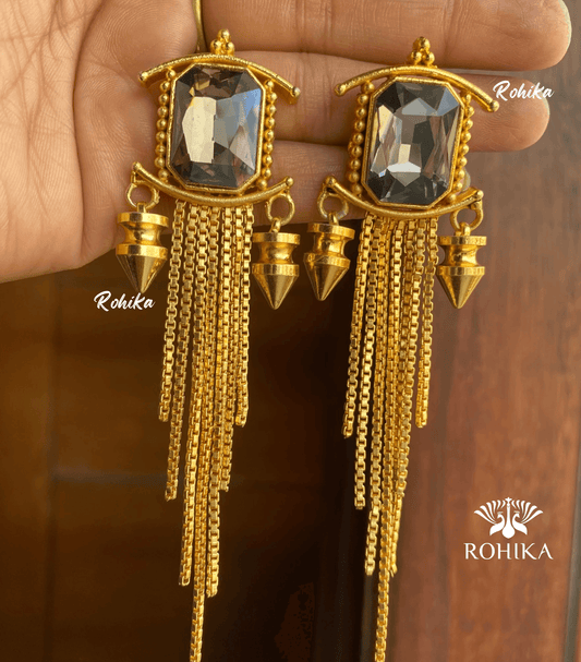 Zoya dangler earrings - Grey - Rohika Store