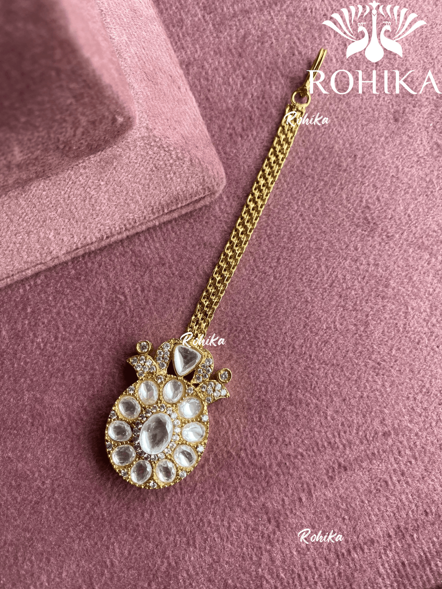 Polki kundan maangtikka (PLKM-015) - White - Rohika Store