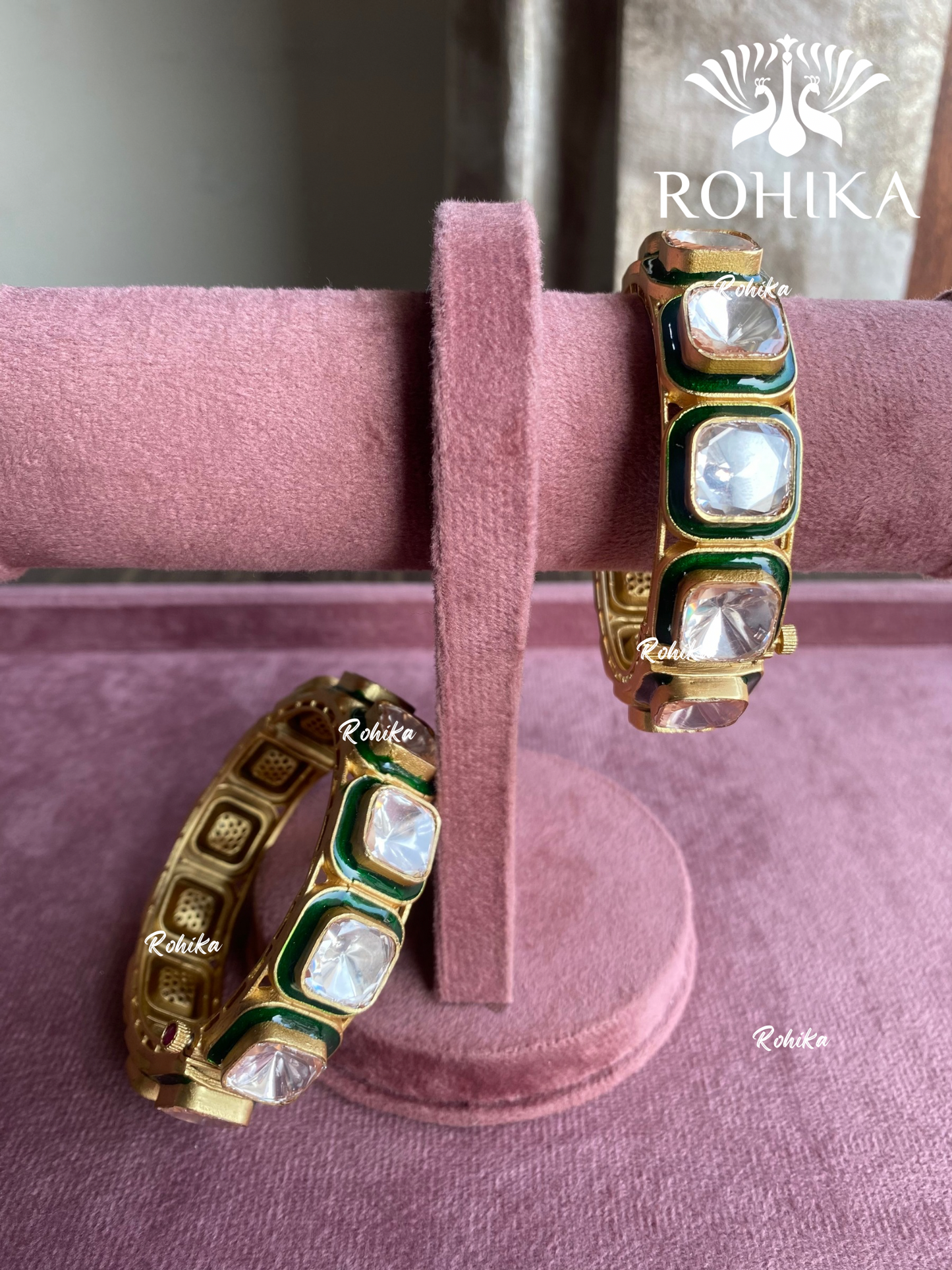 Pritha Moisanite Kada/Bangles - Green
