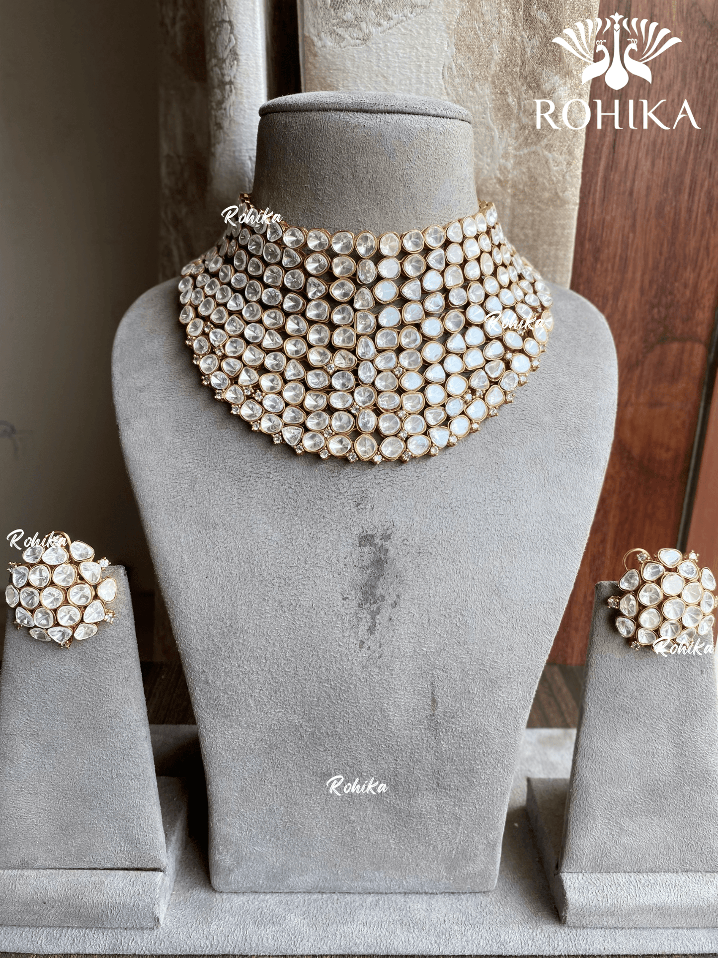 Kavya moisanite necklace set - White - Rohika Store