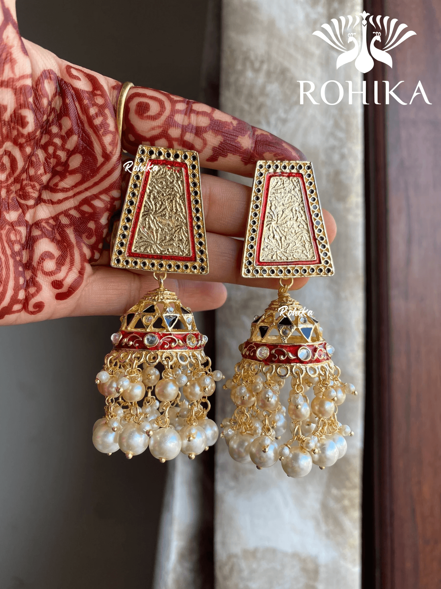 Suchi beautiful earrings - Red & black - Rohika Store
