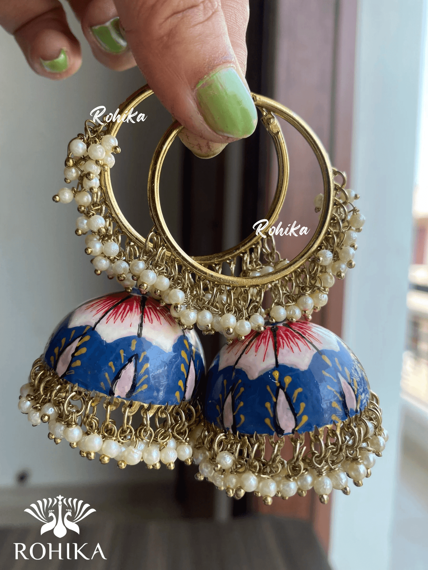 Muskan jhumka bali earrings - Navy Blue - Rohika Store