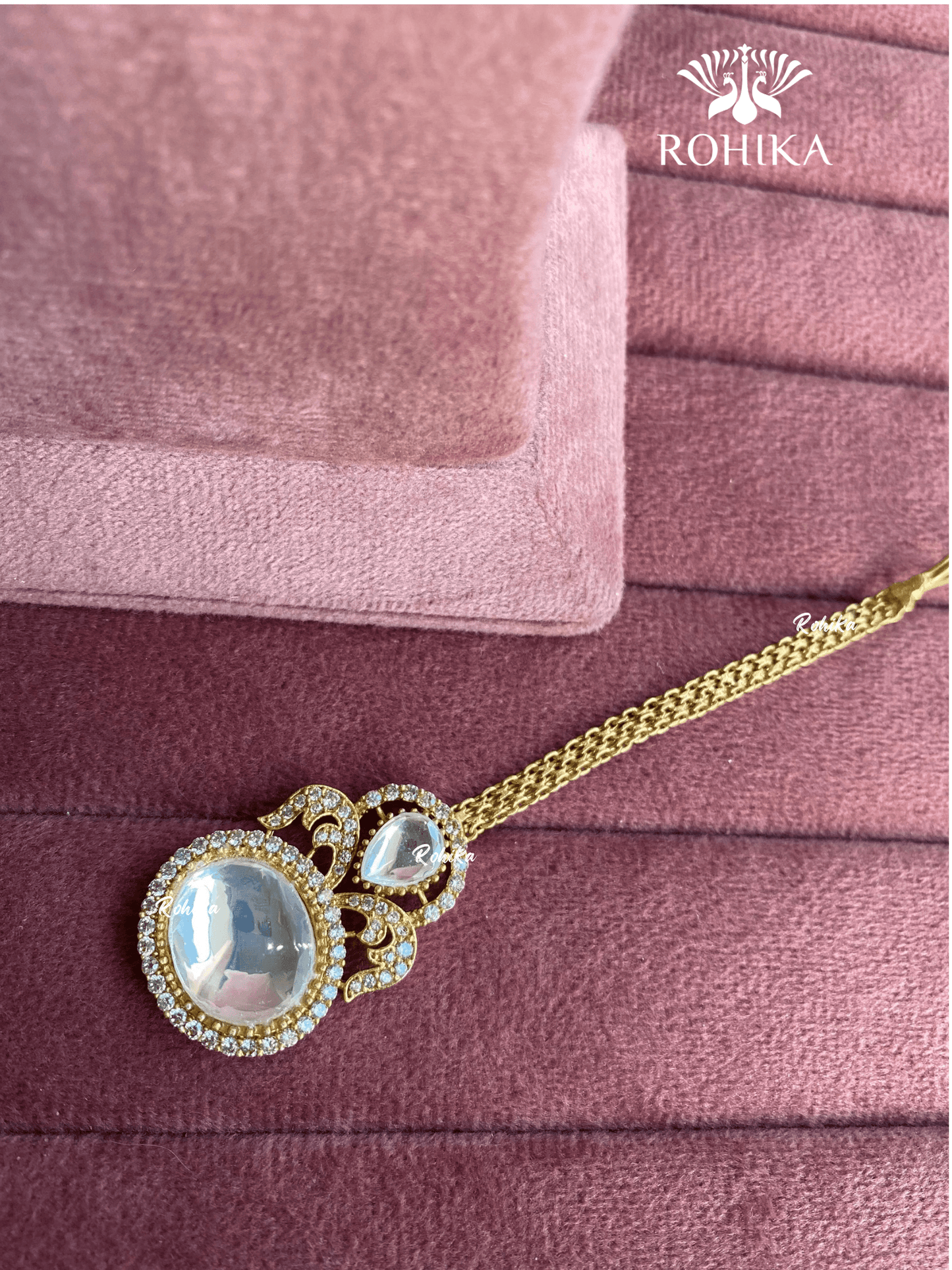 Polki kundan maangtikka (PLKM-059) - White - Rohika Store