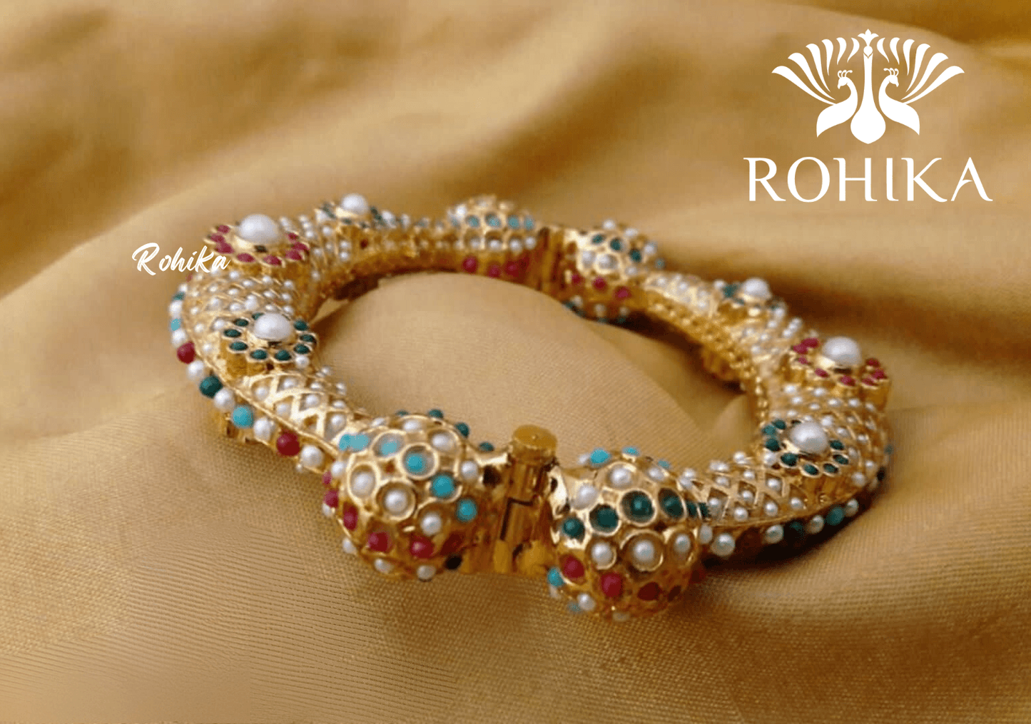 Navya jadau bangles (Single) - Multi colour - Rohika Store