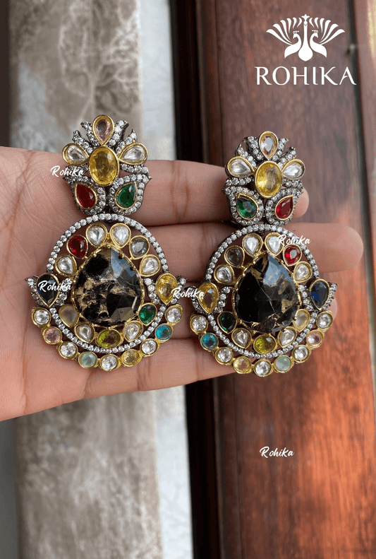 Designer earrings (M-013) - Multi colour - Rohika Store