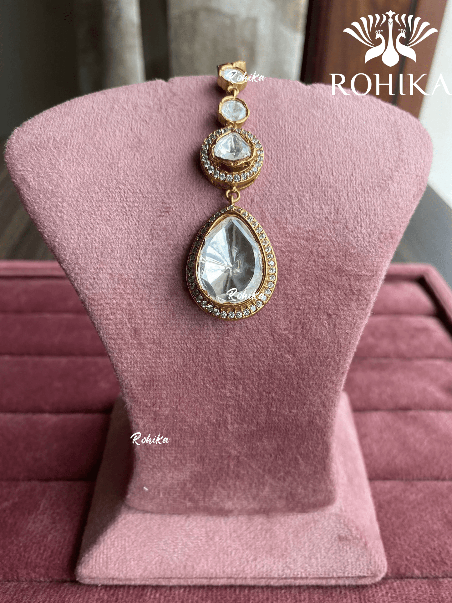 Polki kundan maangtikka (PLKM-018) - White - Rohika Store