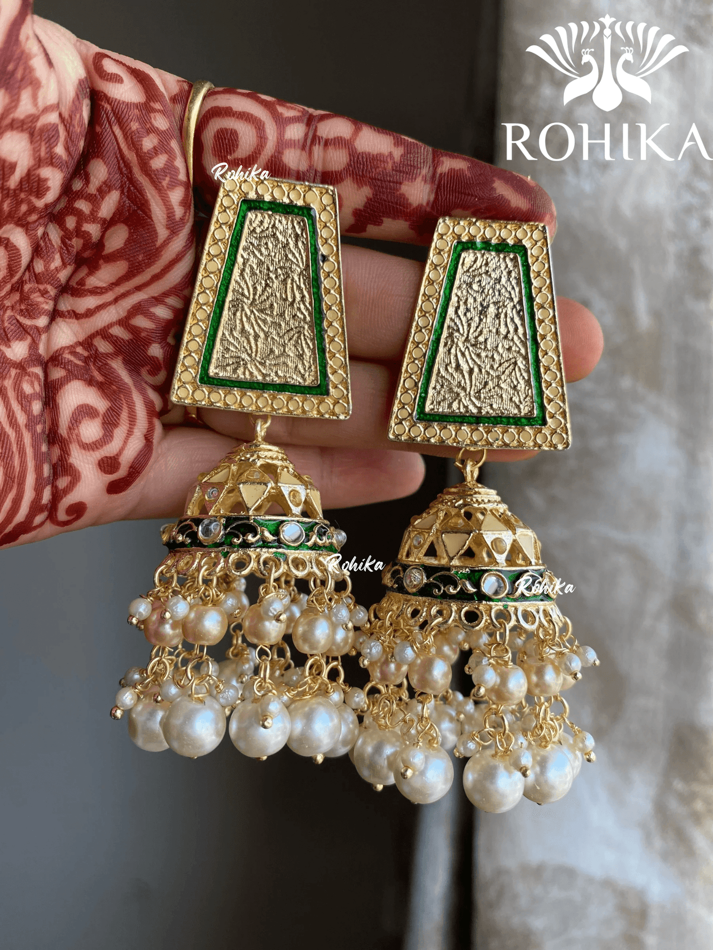 Suchi beautiful earrings - Green & yellow - Rohika Store