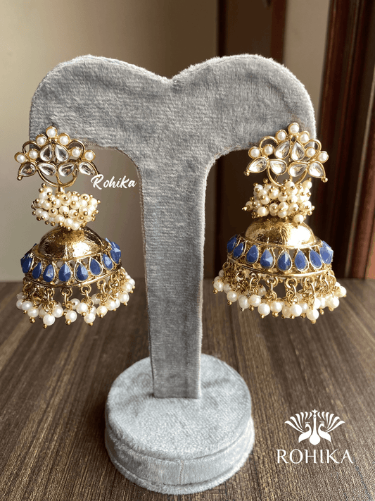 Isha jhumka earrings - Blue - Rohika Store