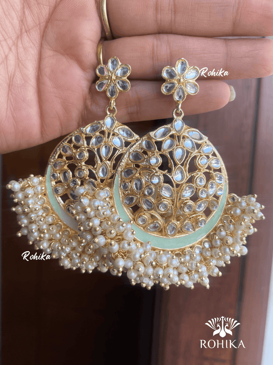 Anu beautiful earrings- Mint green - Rohika Store