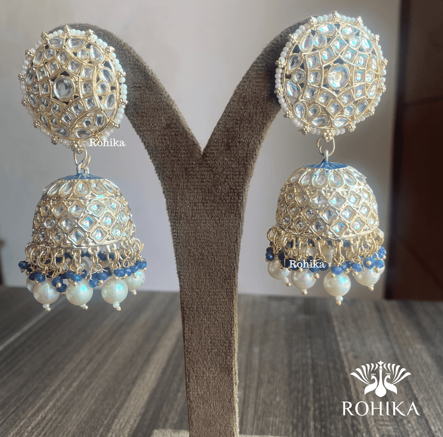 Manya jhumka earrings - Dark Blue - Rohika Store