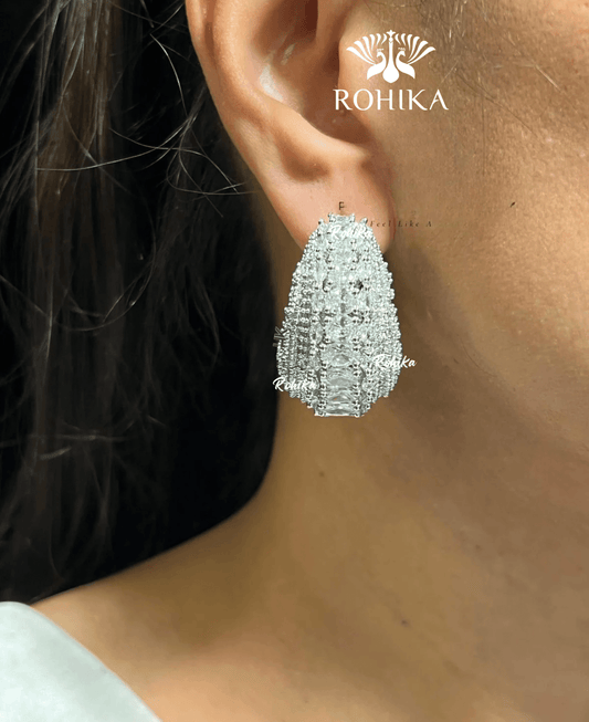 American diamond earrings (ADE -002) - White - Rohika Store