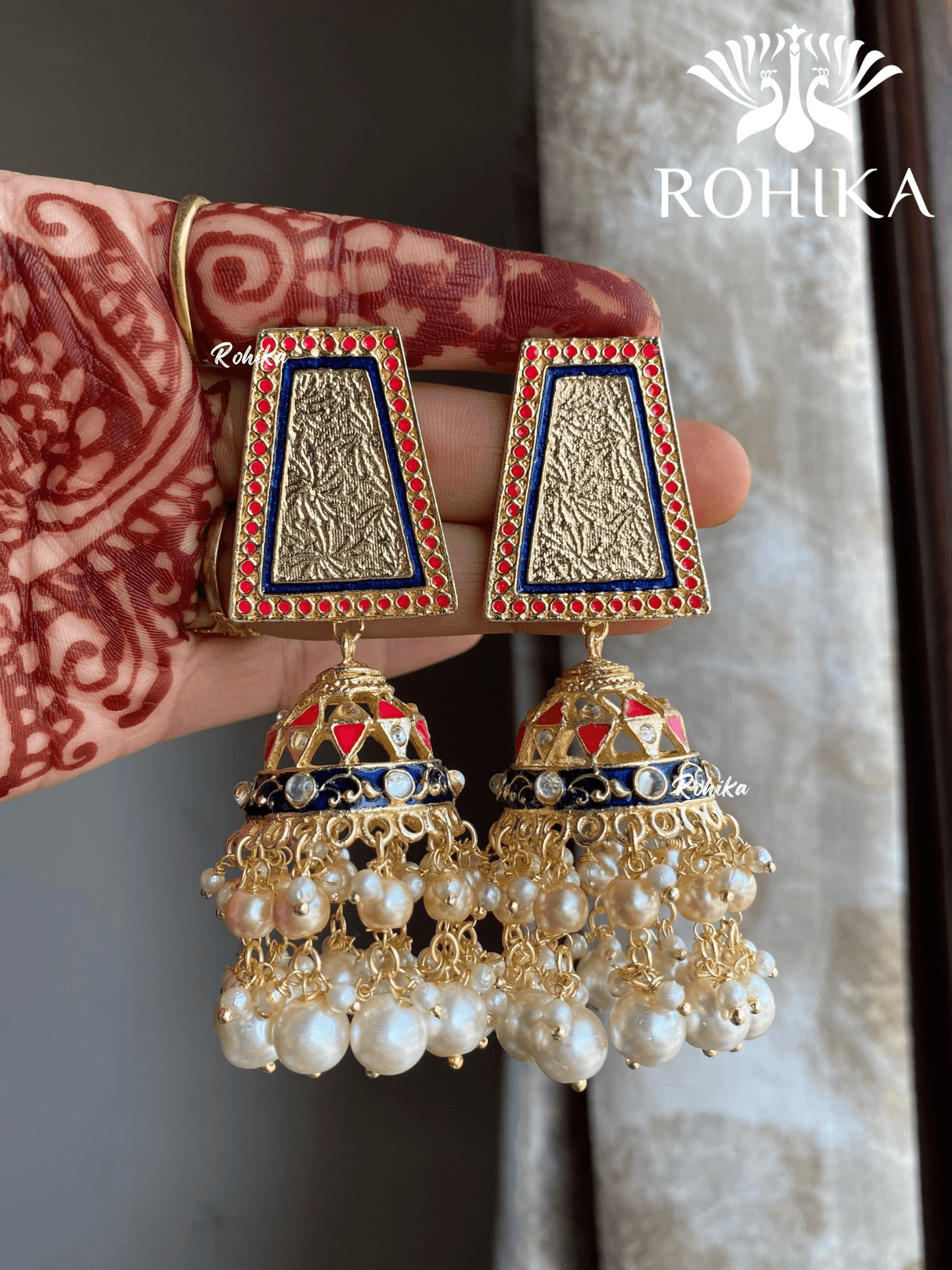 Suchi beautiful earrings - Blue & pink - Rohika Store